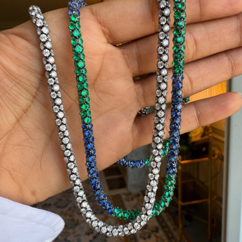 120ctw Blue and Green Sapphire Allover-set Statement Necklace