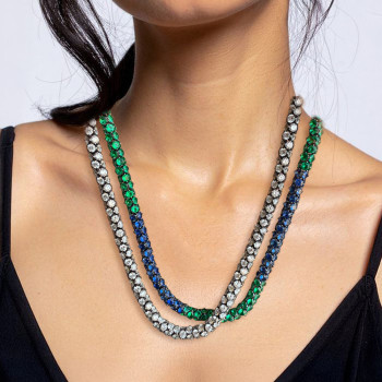 120ctw Blue and Green Sapphire Allover-set Statement Necklace