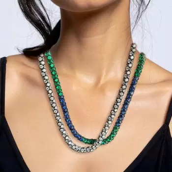 120ctw Blue and Green Sapphire Allover-set Statement Necklace