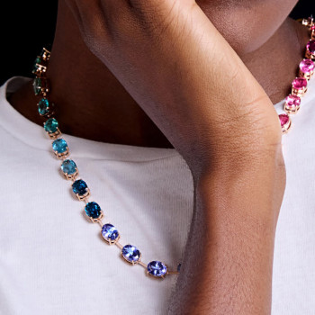 50ctw Oval Cut Multicolor Sapphire Rainbow Necklace