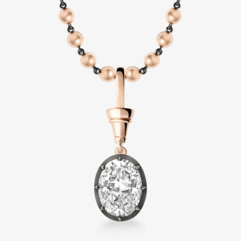 5ct Oval Cut Vintage Pendant Ball Chain Necklace