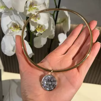 20ct Huge Round Cut Pendant Torque Necklace