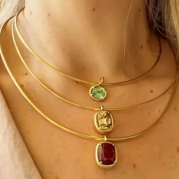 Multi-cut Multicolor Sapphire Pendant Omega Chain Necklace