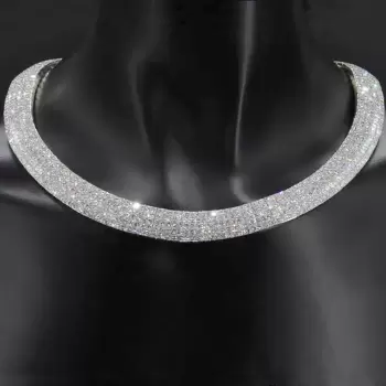 40ctw Round Cut Pave Setting Six-row Statement Necklace