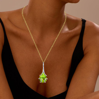 10.2ct Pear Cut Peridot Pendant Necklace
