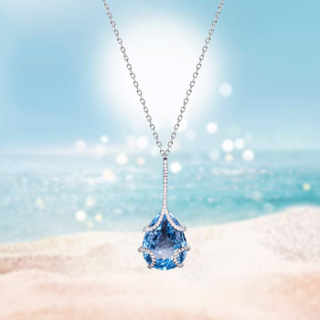 10.2ct Pear Cut Blue Topaz Pendant Necklace