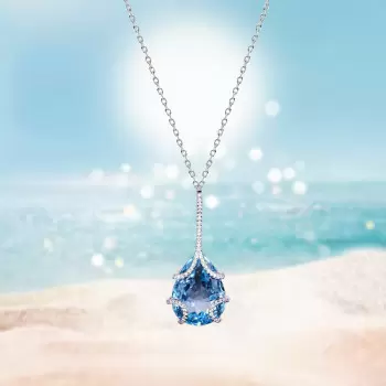 10.2ct Pear Cut Blue Topaz Pendant Necklace