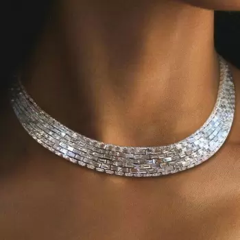 Luxurious Baguette Cut Tennis Necklace
