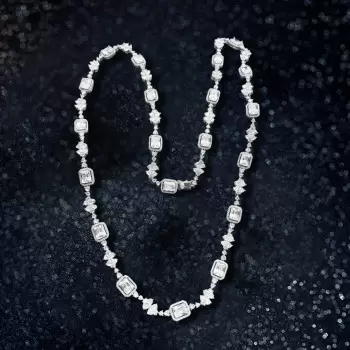 Emerald Cut White Sapphire Halo Necklace