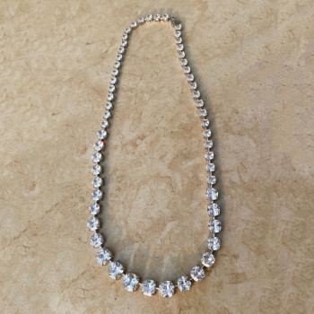 48ctw Cushion Cut White Sapphire Riviera Necklace 