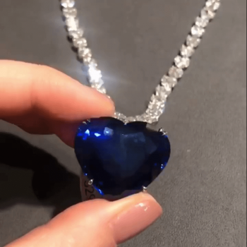 10ct Heart Cut Blue Sapphire Statement Necklace