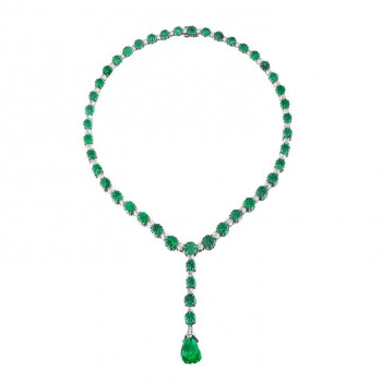Emerald Gemstone Sterling Silver Necklace