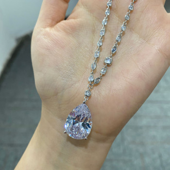 7.5ct Pear Cut White Sapphire Elegant Necklace