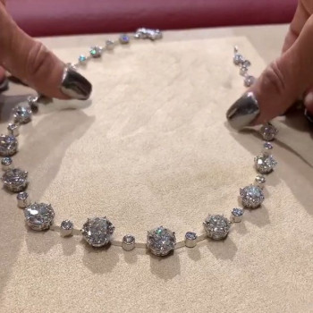 Round Cut White Sapphire Vintage Tennis Necklace