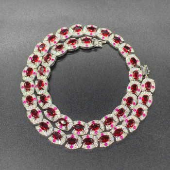 120ctw Halo Oval Cut Ruby Luxury Vintage Statement Necklace