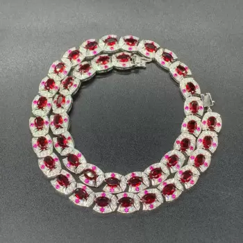 120ctw Halo Oval Cut Ruby Luxury Vintage Statement Necklace