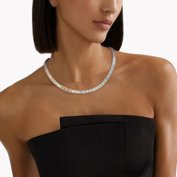 50ctw Emerald Cut White Sapphire Glorious Chain Necklace