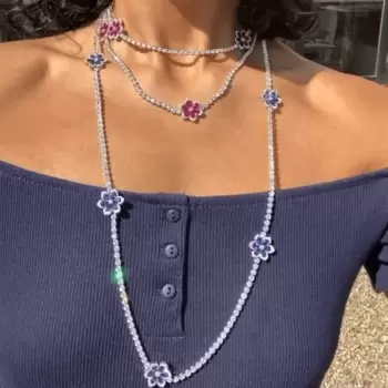 Gorgeous Multicolor Flower Pendant Long Necklace