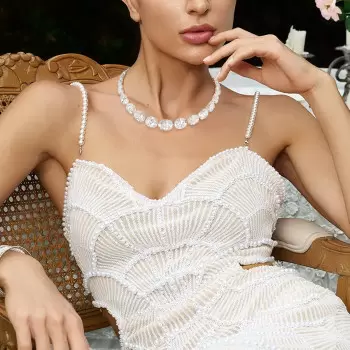 92ctw Oval Cut White Sapphire Riviere Necklace