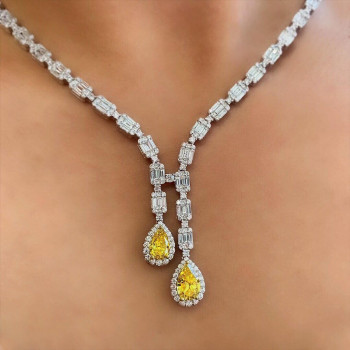 Pear Cut Yellow Sapphire Necklace
