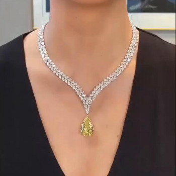 Pear Cut Yellow Sapphire Pendant Necklace