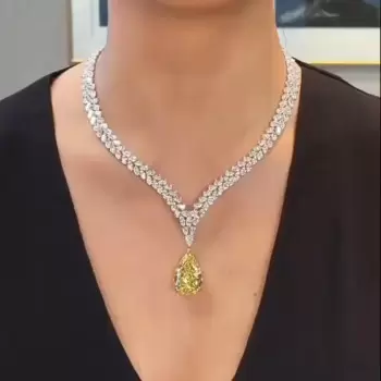 Pear Cut Yellow Sapphire Pendant Necklace