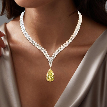 Pear Cut Yellow Sapphire Pendant Necklace