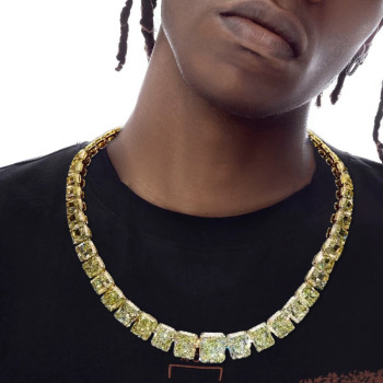 Radiant Cut Yellow Sapphire Tennis Necklace in Gold