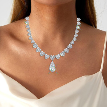 20ctw Pear Cut White Sapphire Pendant Necklace