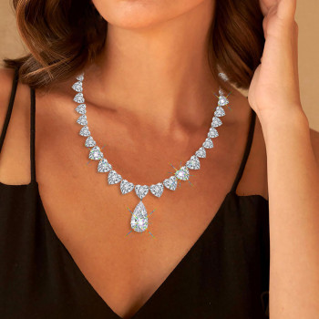 20ctw Pear Cut White Sapphire Pendant Necklace