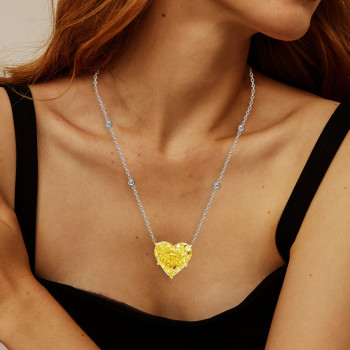 6ct Heart Cut Yellow Sapphire Pendant Necklace