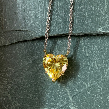 6ct Heart Cut Yellow Sapphire Pendant Necklace