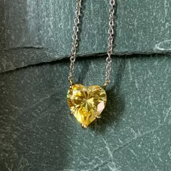 6ct Heart Cut Yellow Sapphire Pendant Necklace