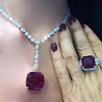 Cushion Cut Ruby Pendant Elegant Necklace