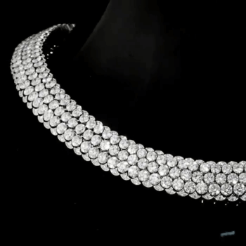 110ctw Round Cut Stardust Three-row Necklace