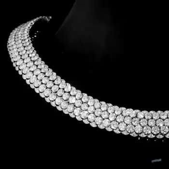 110ctw Round Cut Stardust Three-row Necklace