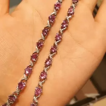 37ctw Heart Cut Pink Sapphire Statement Necklace
