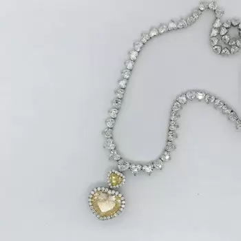 Heart Cut Yellow Sapphire Halo Pendant Necklace