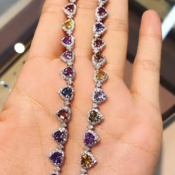 Heart Cut Multi-colored Sapphire Necklace for Women