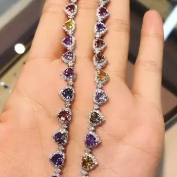 Heart Cut Multi-colored Sapphire Necklace for Women