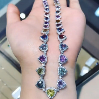 Heart Cut Multi-colored Sapphire Necklace for Women