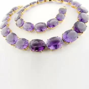 Oval Cut Amethyst Necklace in Gold