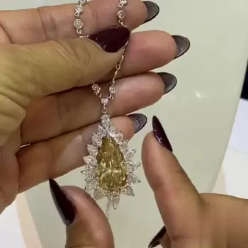 15ct Pear Cut Yellow Sapphire Pendant Necklace