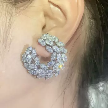7.85ct Marquise Cut White Sapphire Hoop Earrings
