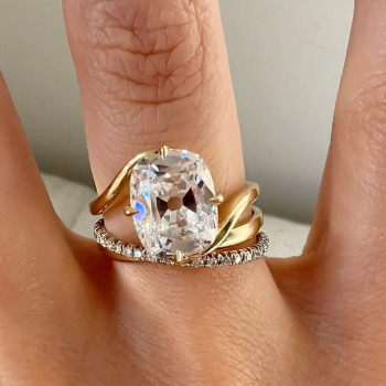 5ct Cushion Cut Modern Style Bypass Engagement Ring