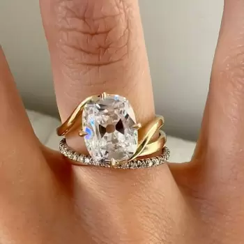 5ct Cushion Cut Modern Style Bypass Engagement Ring