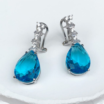 22ctw Pear Cut Aquamarine Vintage Drop Earrings