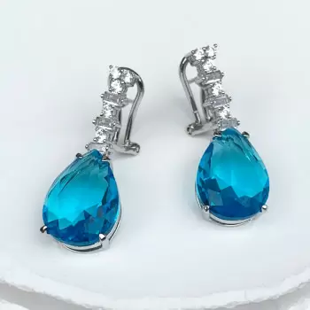 22ctw Pear Cut Aquamarine Vintage Drop Earrings
