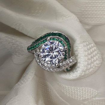 Vintage 3.8ct Halo Round Cut White Sapphire Engagement Ring