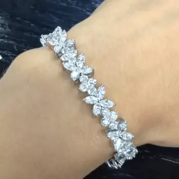 16ctw Marquise Cut Clustered Flower Tennis Bracelet